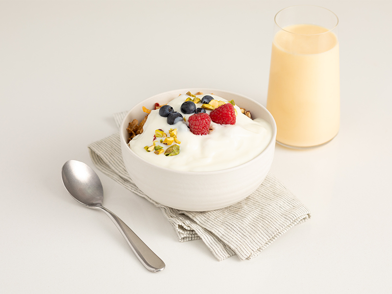 Spoonable yoghurt and dairy beverage